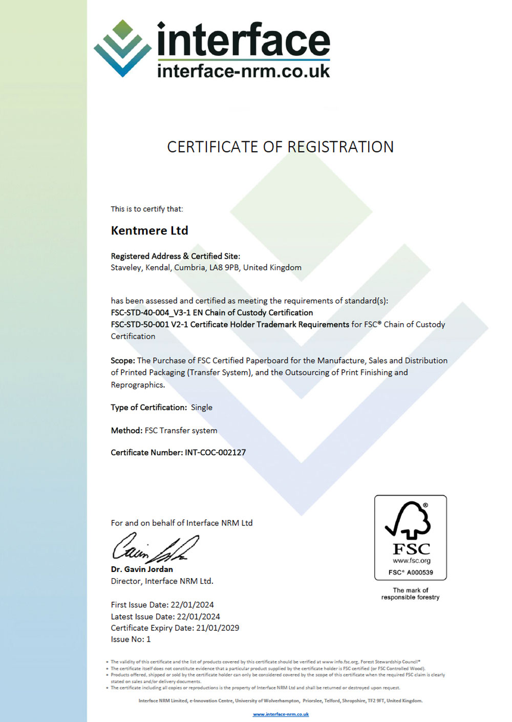 Accreditations & Statements - Kentmere Packaging